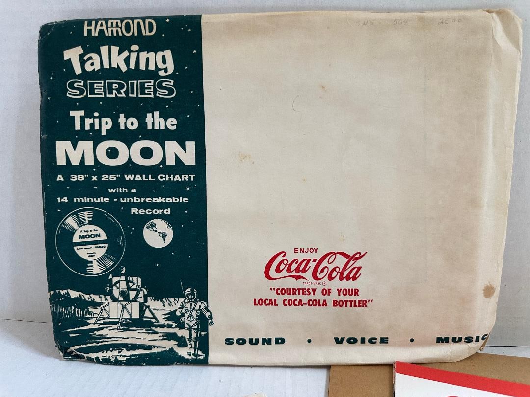 Vintage 1969 Coca-Cola Hammond Talking Series TRIP TO THE MOON, Wall Chart - 2