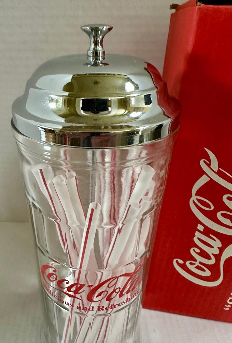 Vintage 1992 COCA-COLA "STRAW DISPENSER"?, New in Original Box with Straws Included - 2