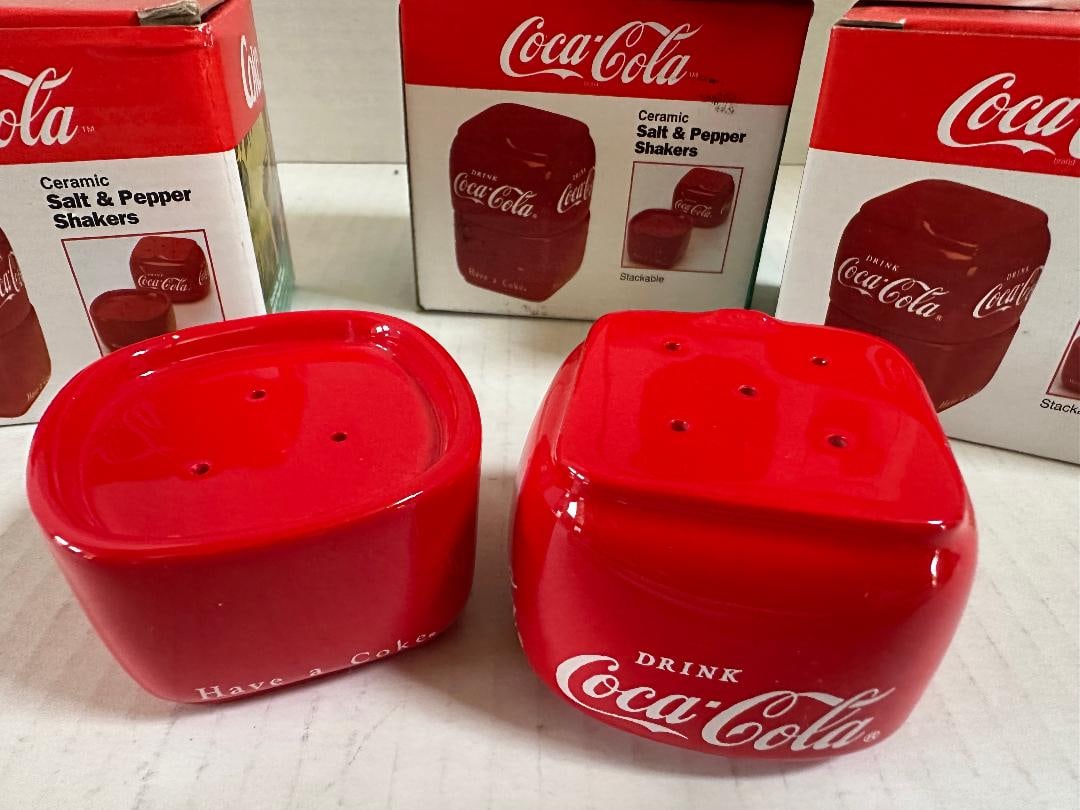 Lot of 4 Vintage 1994 COCA-COLA SALT & PEPPER SHAKERS, New in Original Boxes - 2