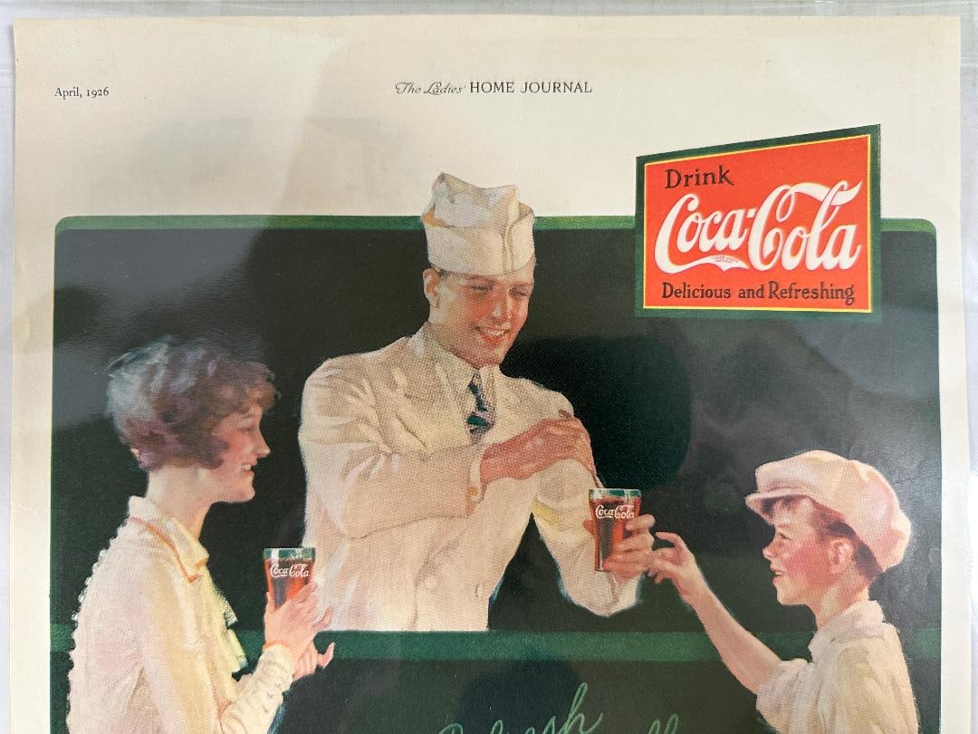 Vintage 1926 THE DRINK THAT MAKES THE WHOLE WORLD KIN Coca-Cola Advertisement in Plastic - 2
