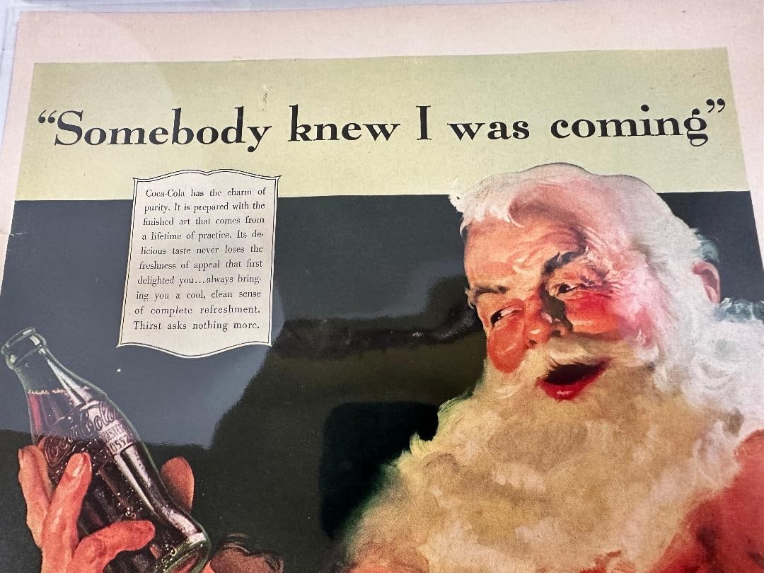 Vintage 1949 "Somebody knew I was coming"? SANTA Coca-Cola Advertisement in Plastic - 2