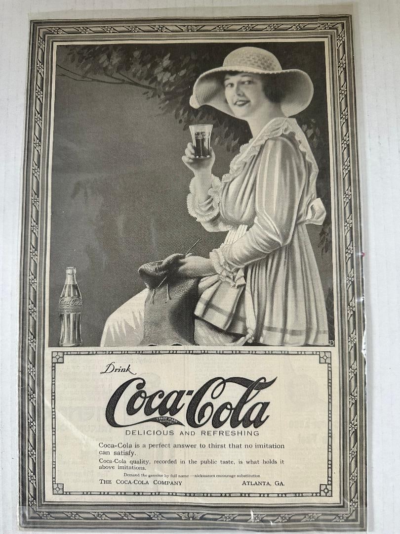 Antique 1919 Drink Coca-Cola Advertisement in Plastic - 2