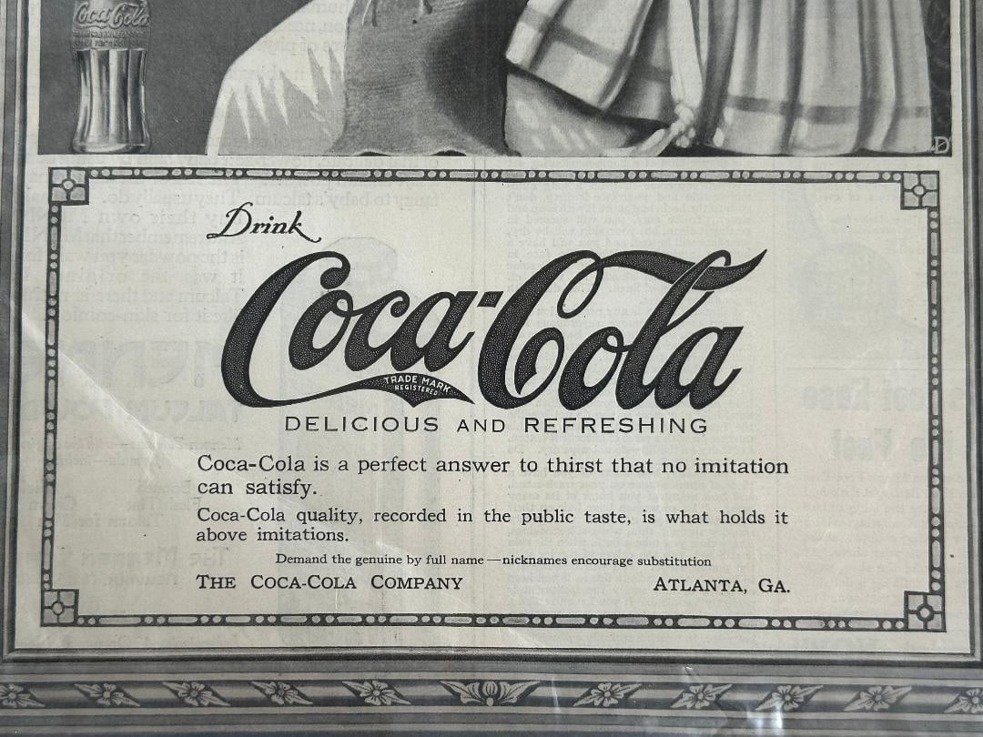 Antique 1919 Drink Coca-Cola Advertisement in Plastic - 4