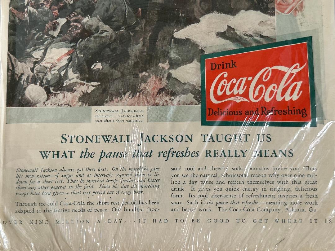Rare! 1931 STONEWALL JACKSON Coca-Cola Advertisement in Plastic - 7