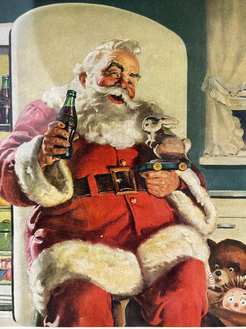 Vintage 1947 Coca-Cola SANTA Christmas Advertisement in Plastic - 2