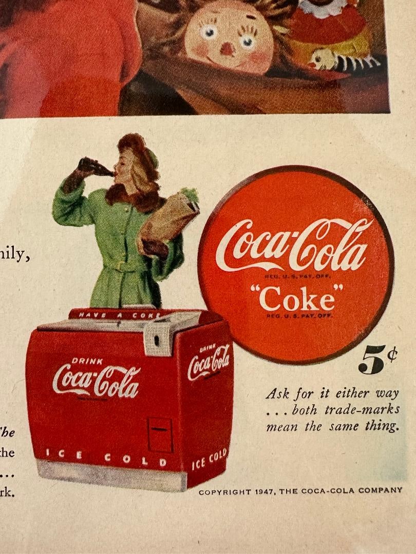 Vintage 1947 Coca-Cola SANTA Christmas Advertisement in Plastic - 4