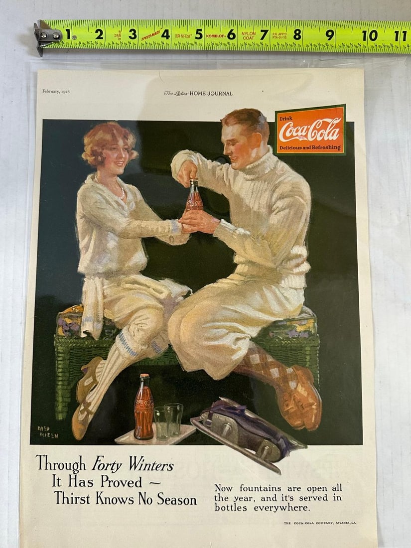 Antique 1926 Coca-Cola, Ladies Home Journal Advertisement in Plastic: 10" x 14", Excellent Condition