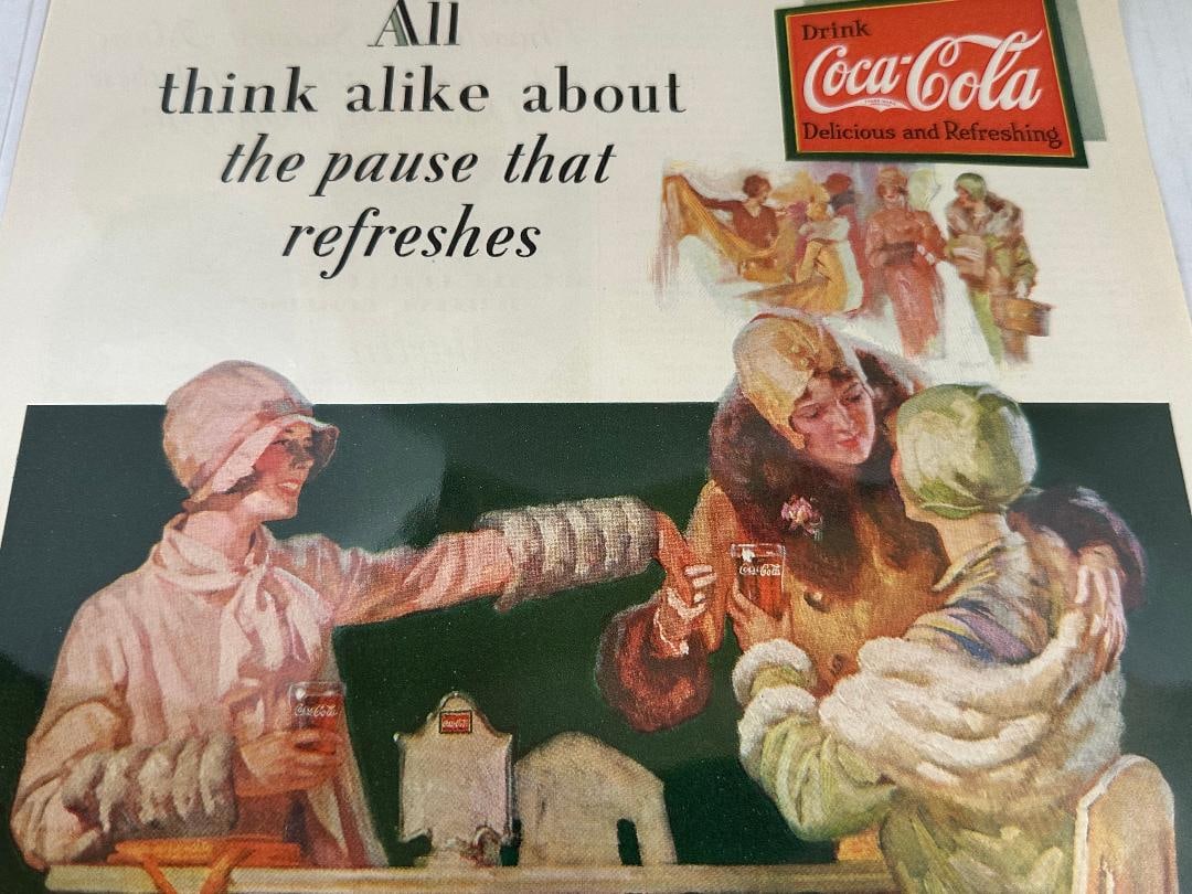 Antique 1929 Coca-Cola, Ladies Home Journal Advertisement in Plastic - 4