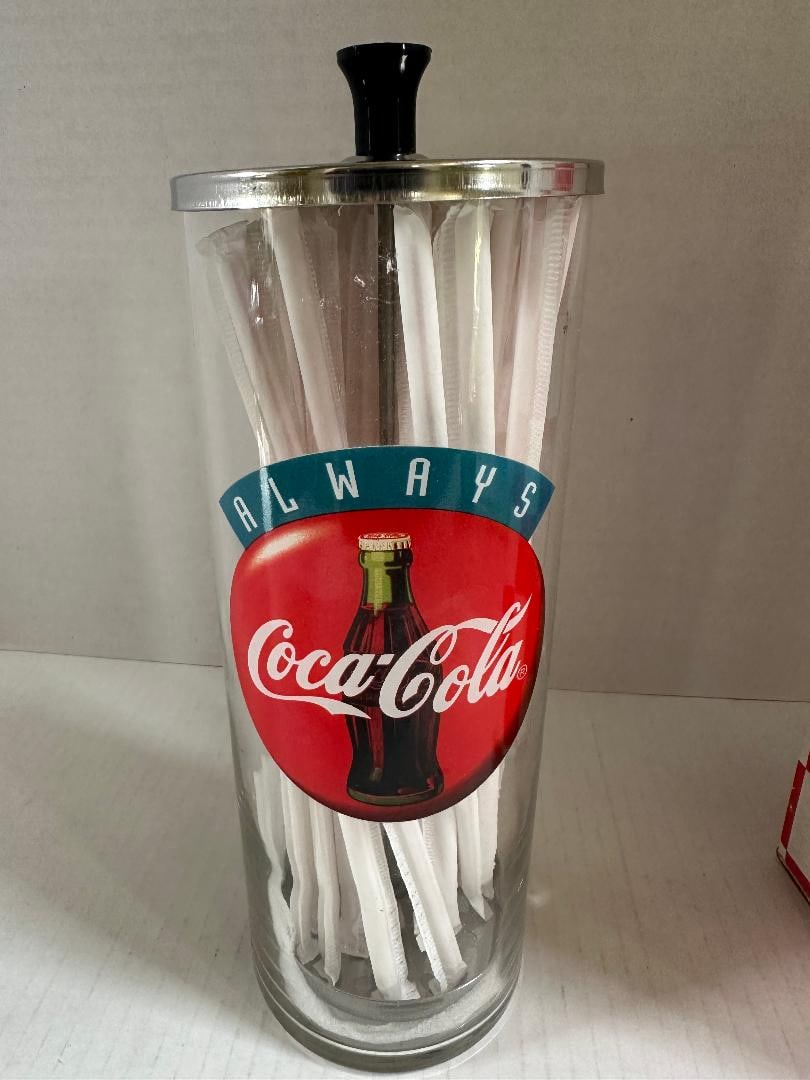 Vintage 1990s ALWAYS COCA-COLA Glass Straw Dispenser - 2