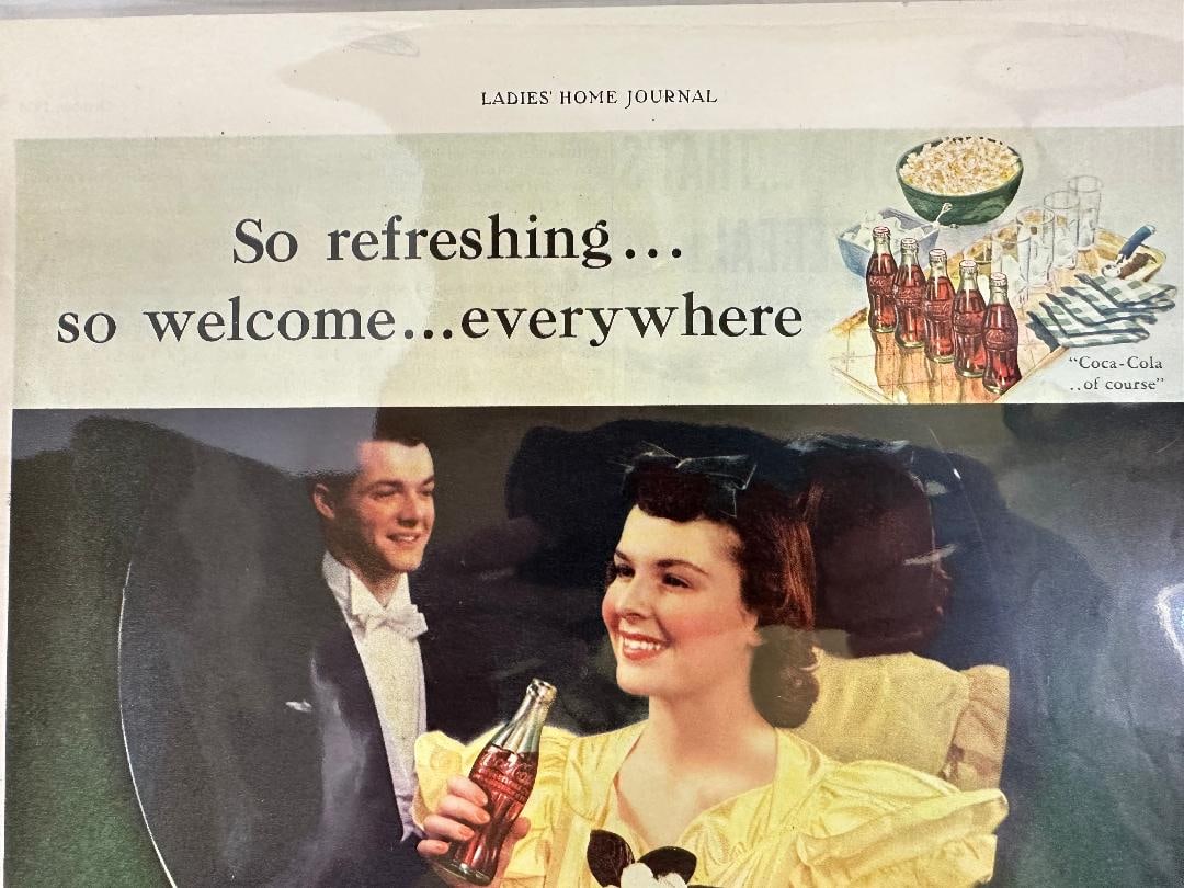 Vintage 1938 Ladies Home Journal, COCA-COLA Advertisement in Plastic - 2