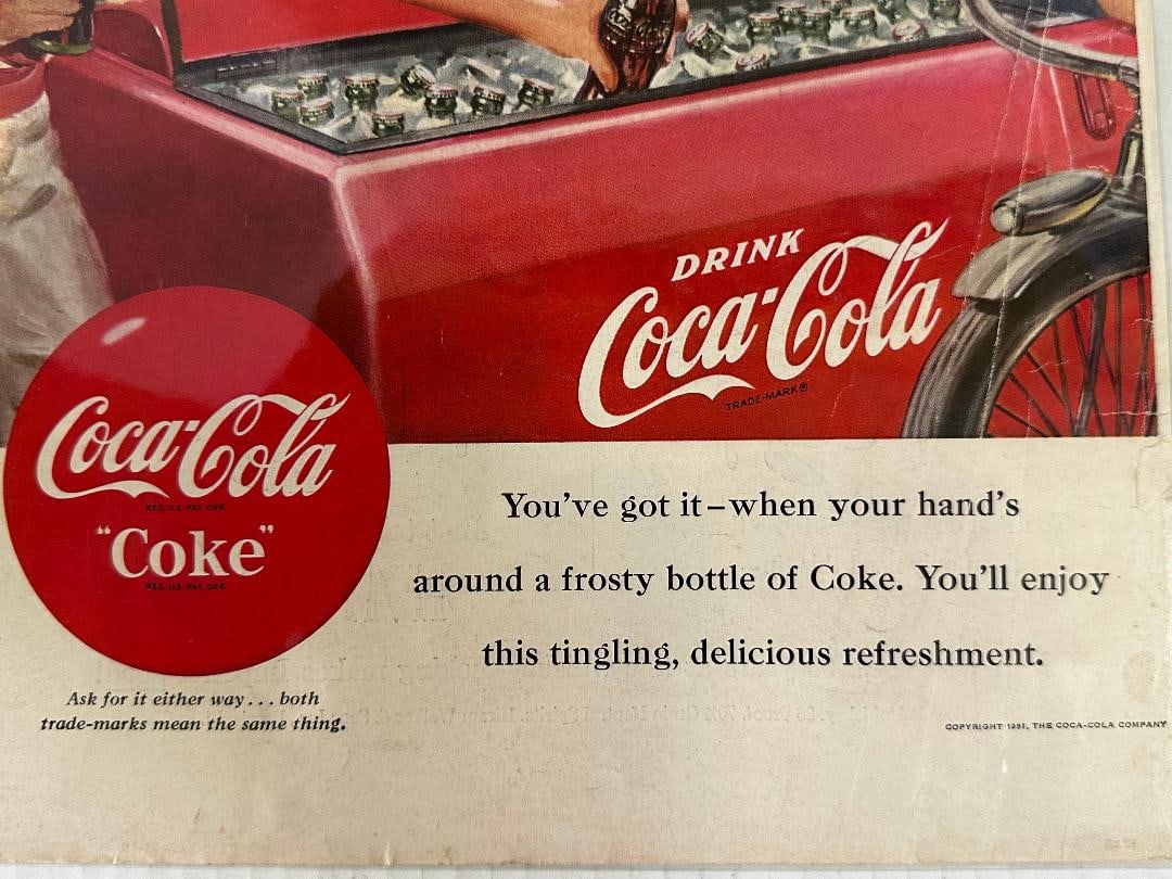 1951 Vintage Ladies Home Journal, COCA-COLA Advertisement in Plastic - 4