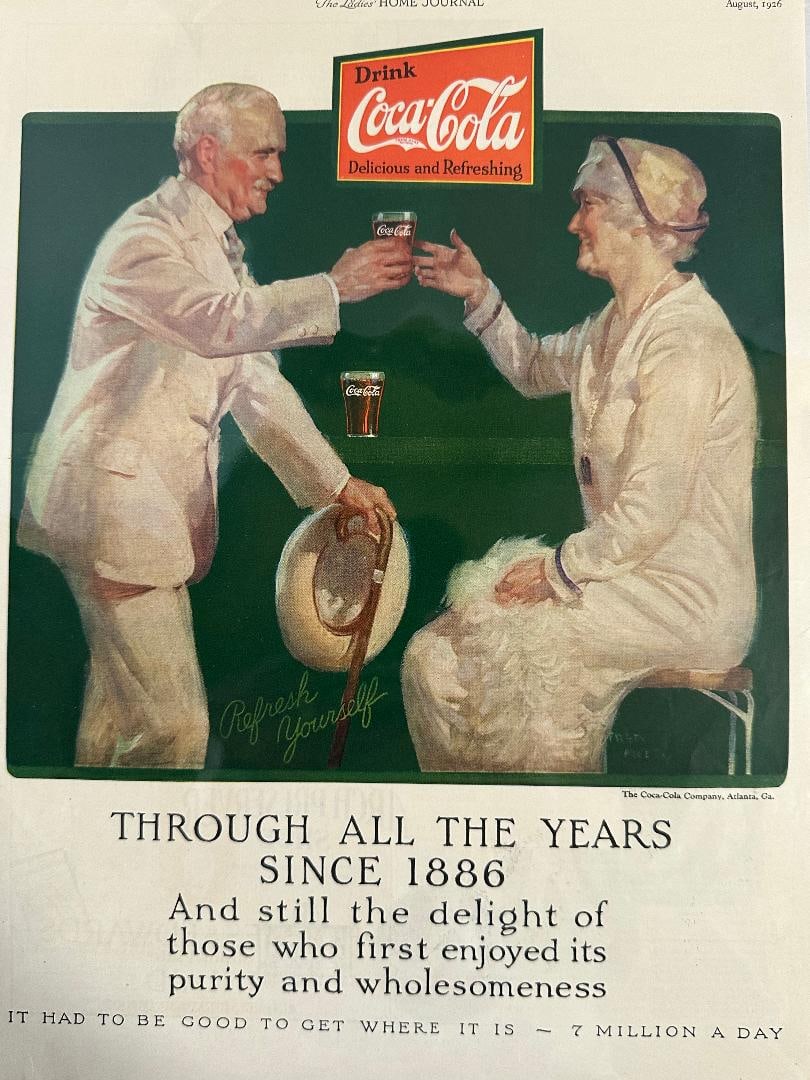 Antique 1926 Coca-Cola, Ladies Home Journal Advertisement in Plastic - 3