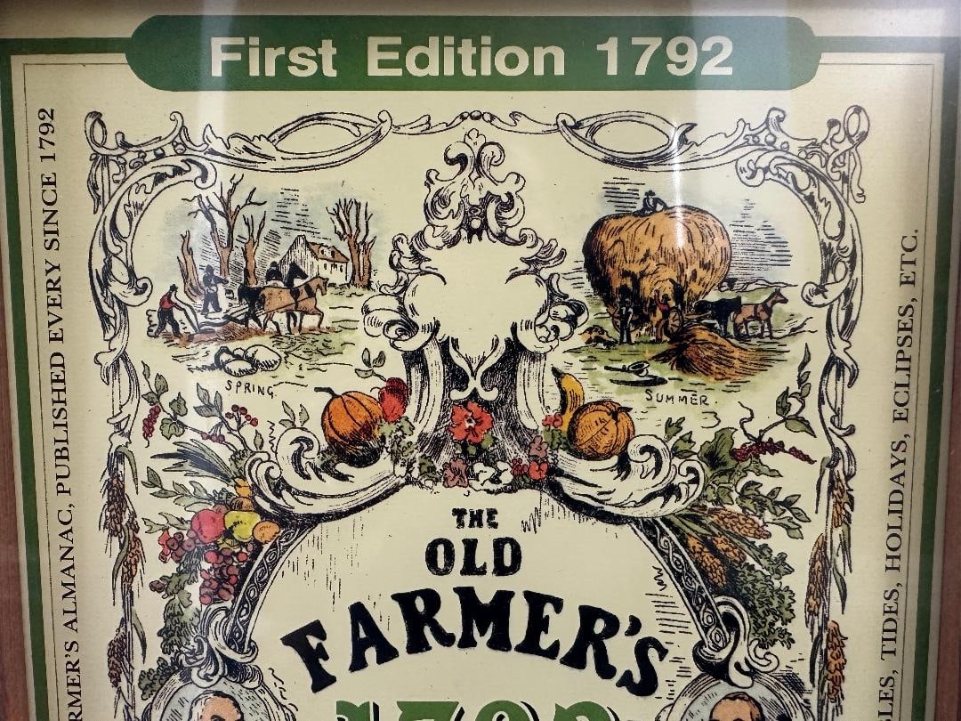 Framed/Sealed in Plastic THE OLD FARMERS ALMANAC 1792 Print - 2