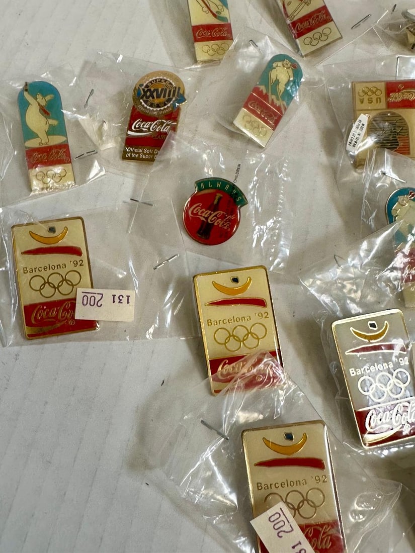 Lot of 49 Vintage Coca-Cola Pins, Most in Original Plastic - 2
