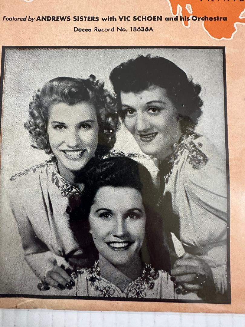 Vintage 1944 RUM and COCA-COLA Sheet Music, Andrews Sisters Cover in Plastic - 2