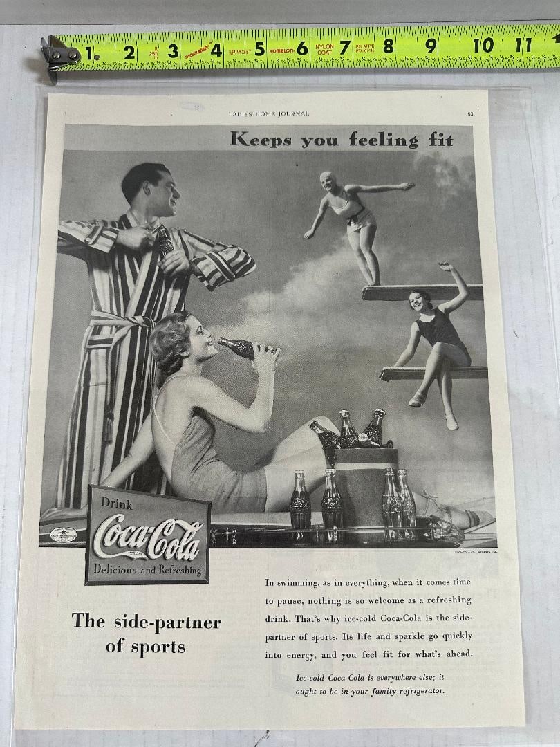 1934 Coca-Cola Advertisement in Plastic, Ladies Home Journal: 10" x 14", Excellent Condition