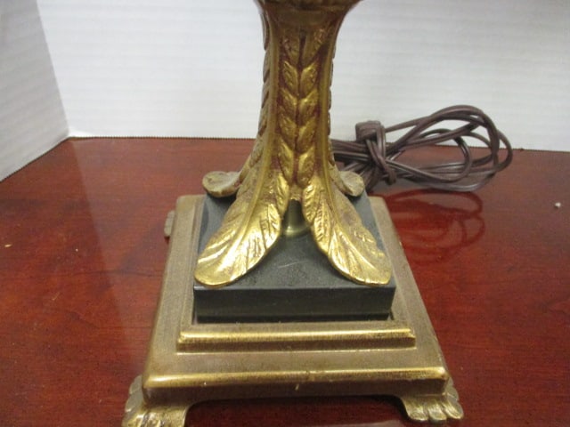 Pair of Black and Gold Candlestick Buffet Lamps with Black Bell Shades - 2