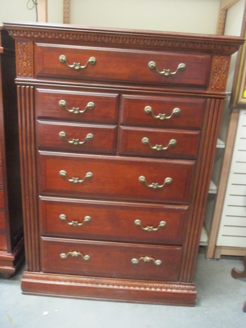 Traditional Cherry 6-Drawer Tallboy Chest: 40" x 18 1/2" x 56 1/2", matches Lot 14, Local Pickup Only