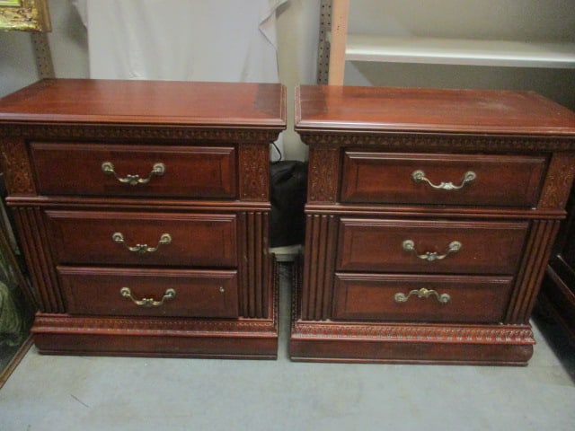 Pair of Traditional 3-Drawer Chest Night Stands: 30" x 16 1/2" x 30 1/2", matches Lot 8, Local Pickup Only