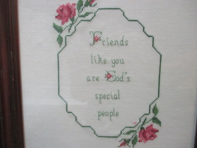 2 Framed Cross-Stitch Needlework Word Saying Art - 3