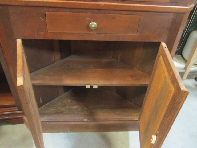 Antique Glass Front Wood Corner Cabinet - 2