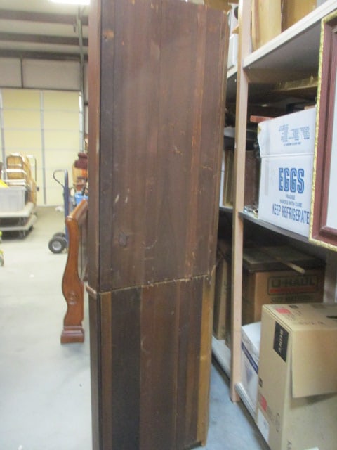 Antique Glass Front Wood Corner Cabinet - 3