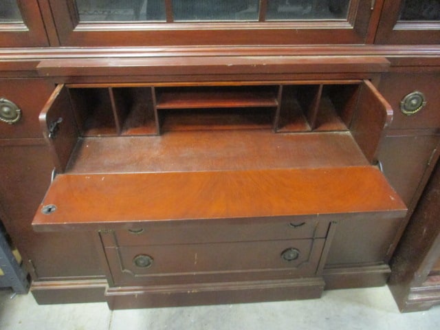 Vintage Glass Front Wood China Cabinet - 3