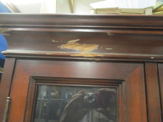 Vintage Glass Front Wood China Cabinet - 4