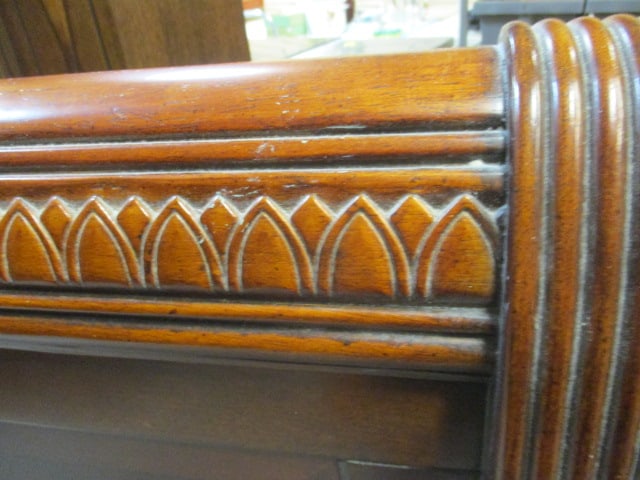 Vintage Queen Size Carved Wood Sleigh Bed Frame - 2