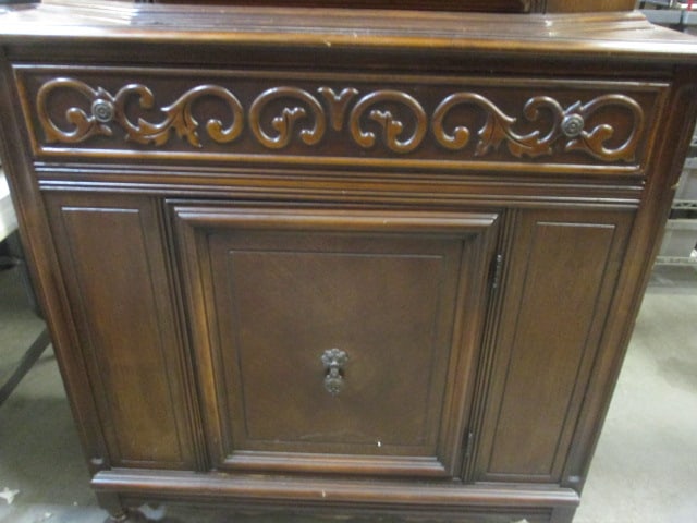 Antique Jacobean Style Carved Wood Hutch - 3