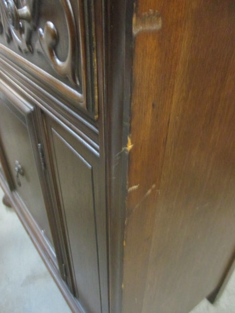 Antique Jacobean Style Carved Wood Hutch - 5