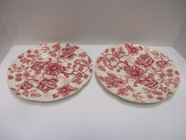 2 Vintage Johnson Brothers "English Chippendale" Plates - Marked "2" and "12": 10" each, chip