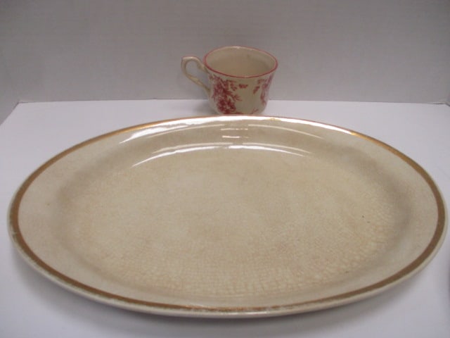 Vintage Porcelain and Stoneware Lot - Platter, Plates, Saucer, and Cup - 12