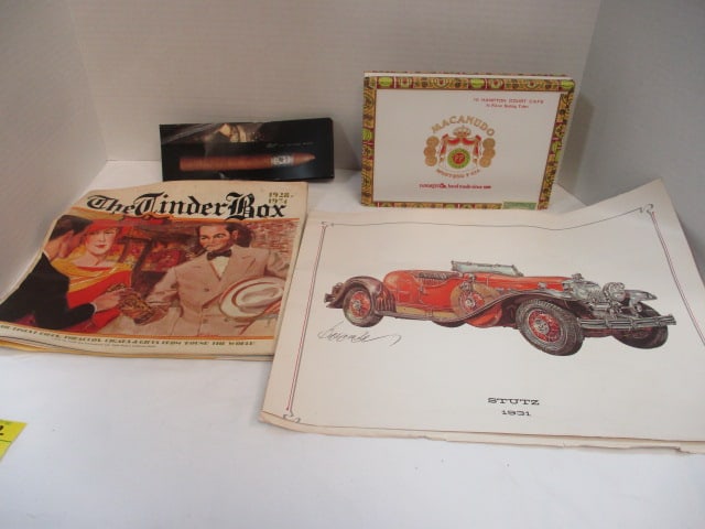 1974 "The Tinder Box" Magazine, Macanudo Cigar Box, and 3 Vintage Car (1 of 4)