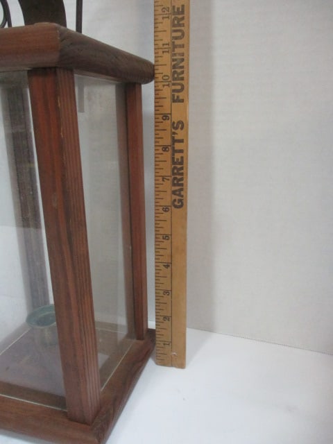 Antique Colonial Style Wood Candle Lantern - 2