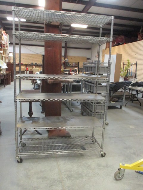 Seville Classics Inc. Industrial Chrome 5-Tier Shelving Unit on Casters: 47 1/2" x 18" x 77", Local Pickup Only
