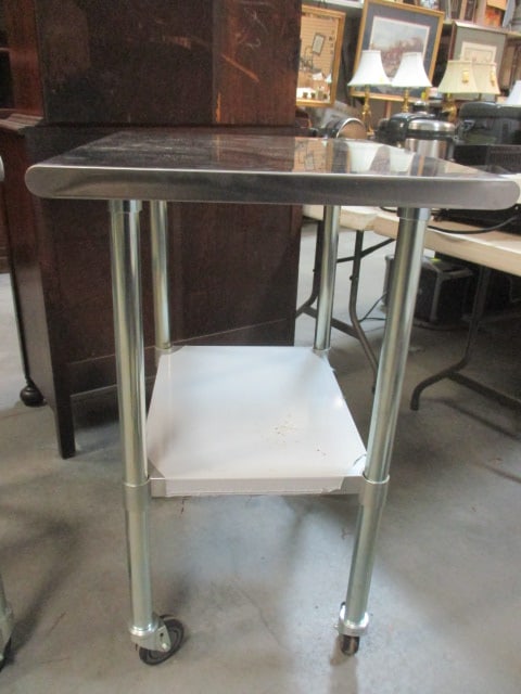 Industrial Stainless Steel Work Table on Casters (1 of 2)