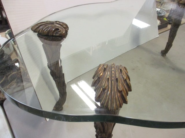 Goran of Belgium Hollywood Regency Style Glass Top Coffee Table - 3