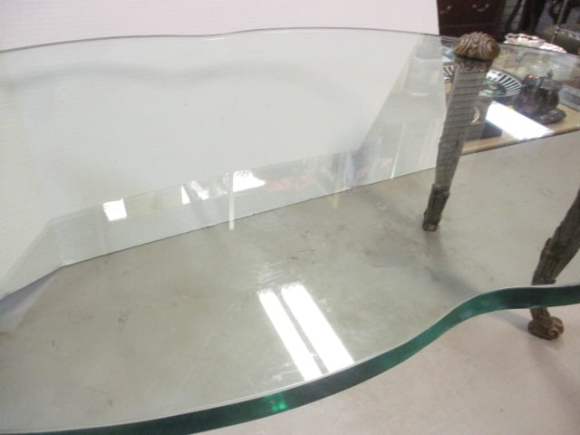 Goran of Belgium Hollywood Regency Style Glass Top Coffee Table - 4