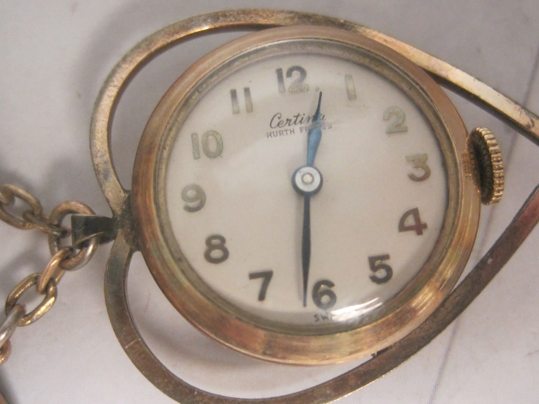 Antique Certina Kurth Freres 10k Rolled Gold Watch Pendant - 2