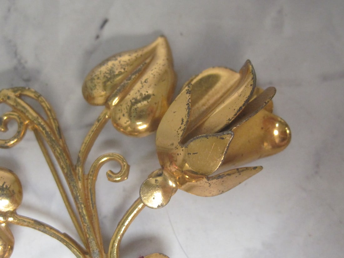 Vintage Sterling Silver Art Nouveau Flower Brooch - 2