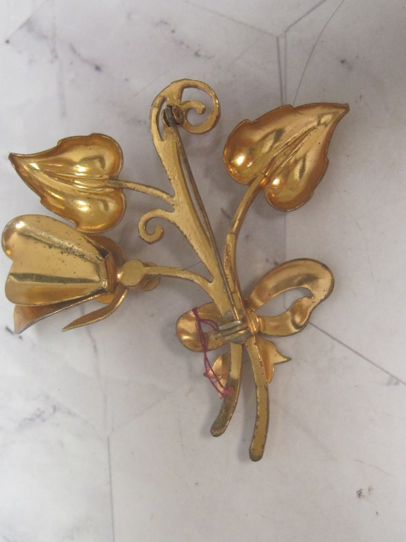 Vintage Sterling Silver Art Nouveau Flower Brooch - 4