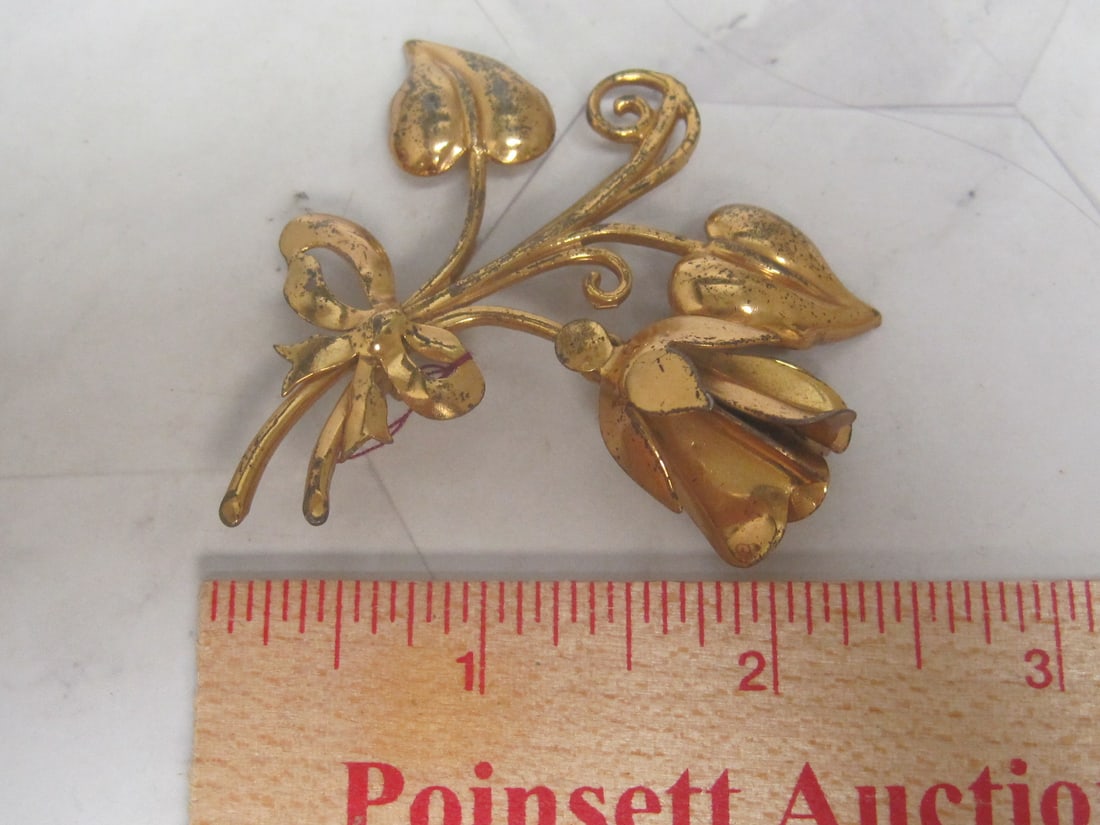 Vintage Sterling Silver Art Nouveau Flower Brooch - 5