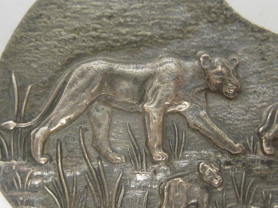 Antique Lion Brooch Marked "Silver" - 2