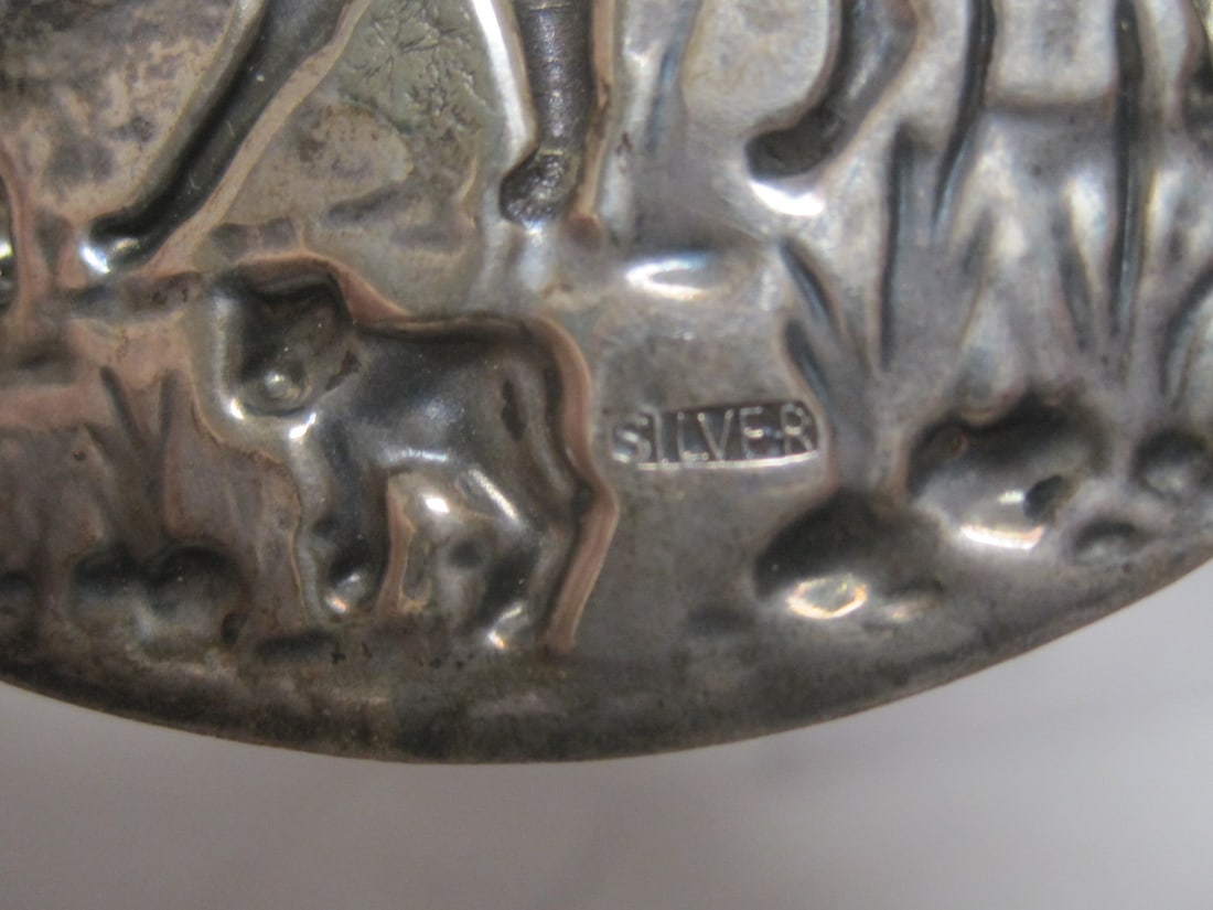 Antique Lion Brooch Marked "Silver" - 5