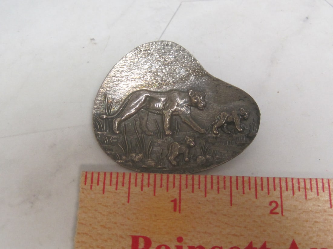 Antique Lion Brooch Marked "Silver" - 6