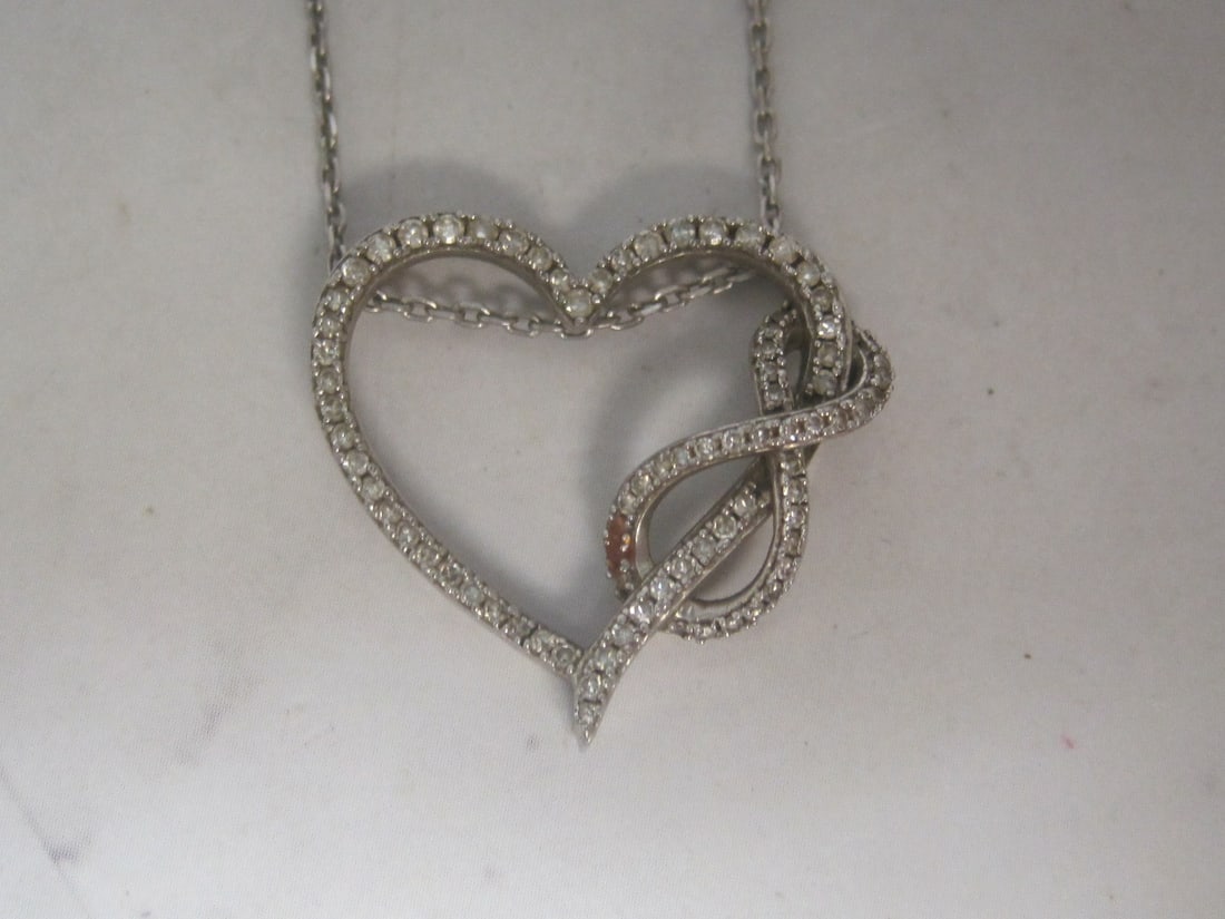 Sterling Silver Diamond Heart Pendant on 18" Sterling Silver Chain - 2