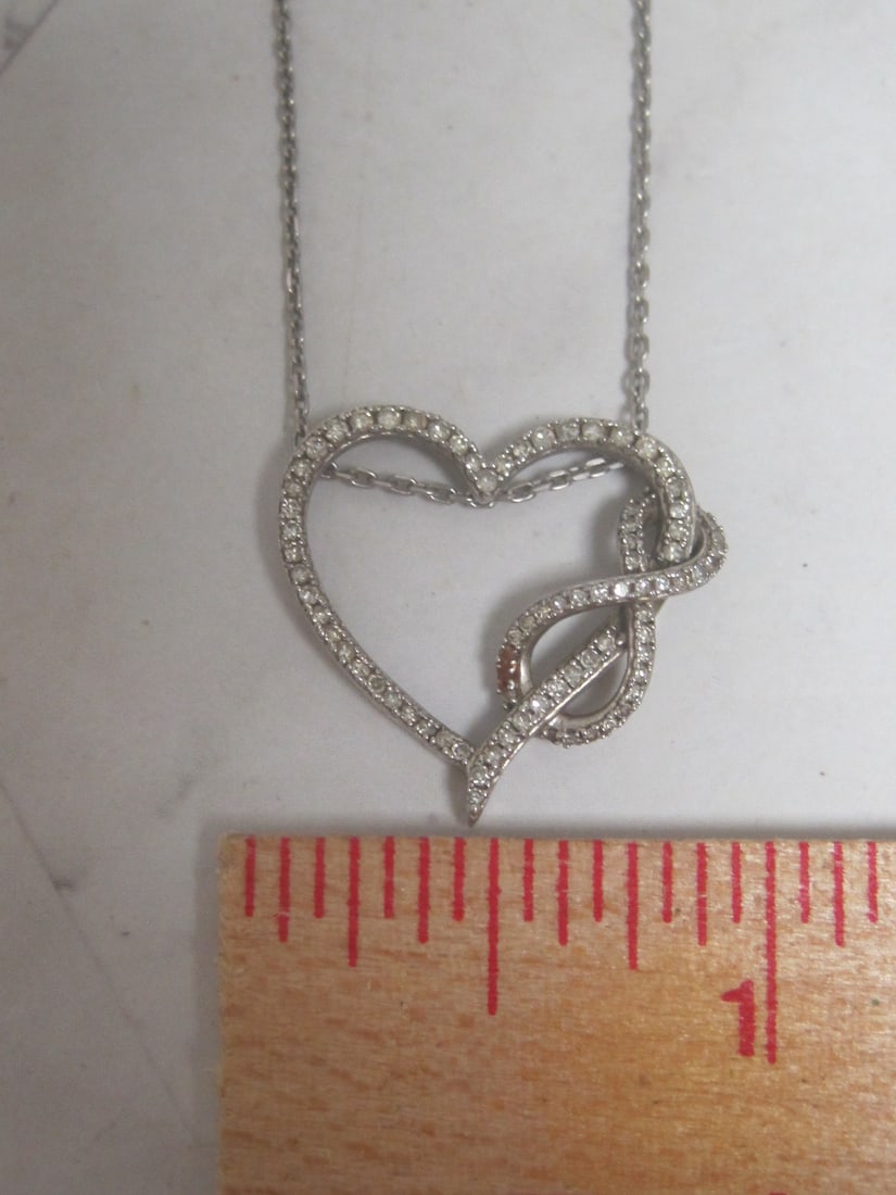 Sterling Silver Diamond Heart Pendant on 18" Sterling Silver Chain - 5