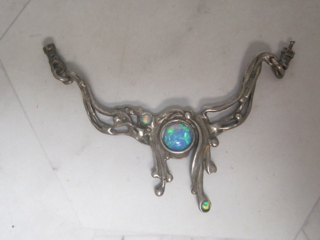 Sterling Silver Amir Poran Opal Necklace Centerpiece: Weighs 4.5 grams, No chain