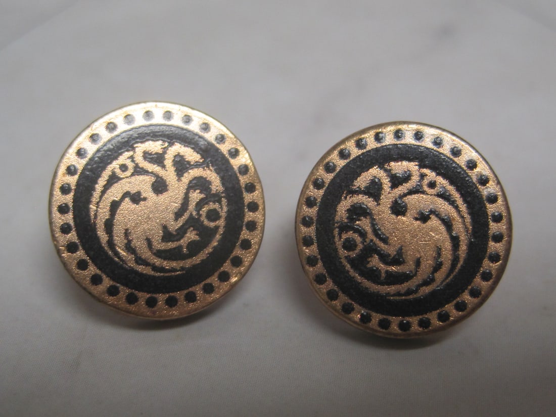 Sterling Silver Vermeil Alex and Ani Game of Thrones Targaryen Earrings: Weighs 7.9 grams, No backs